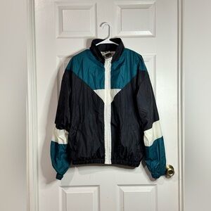 Vintage 90s Active Wear Full Zip Windbreaker Track Jacket ColorBlock - M